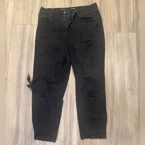 Universal Thread Distressed Super Highrise Tapered Black Women's Jeans